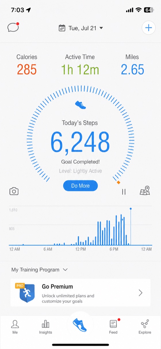 Phone screenshot of a step counting app.
